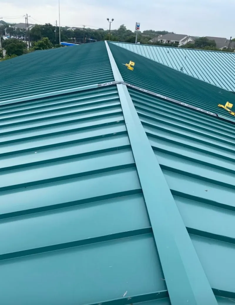 Green commercial metal roof ridge and valley for Metal Roof Repair in Fallon